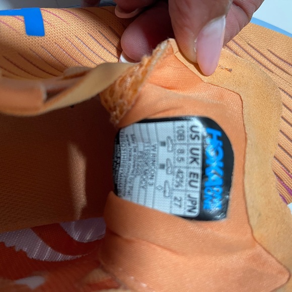 Hoka Vibrant Orange and Blue Athletic Shoes - Picture 3 of 5